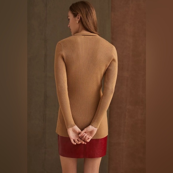 Maeve by Anthropologie Slim Fit Cardigan Women’s XL Ribbed Long Sleeve Tan - Picture 2 of 7